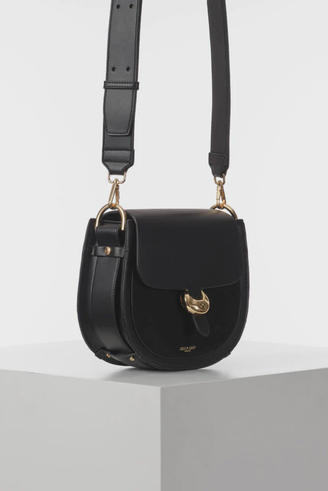 Luella Grey Venetia Saddle Crossbody Bag Black