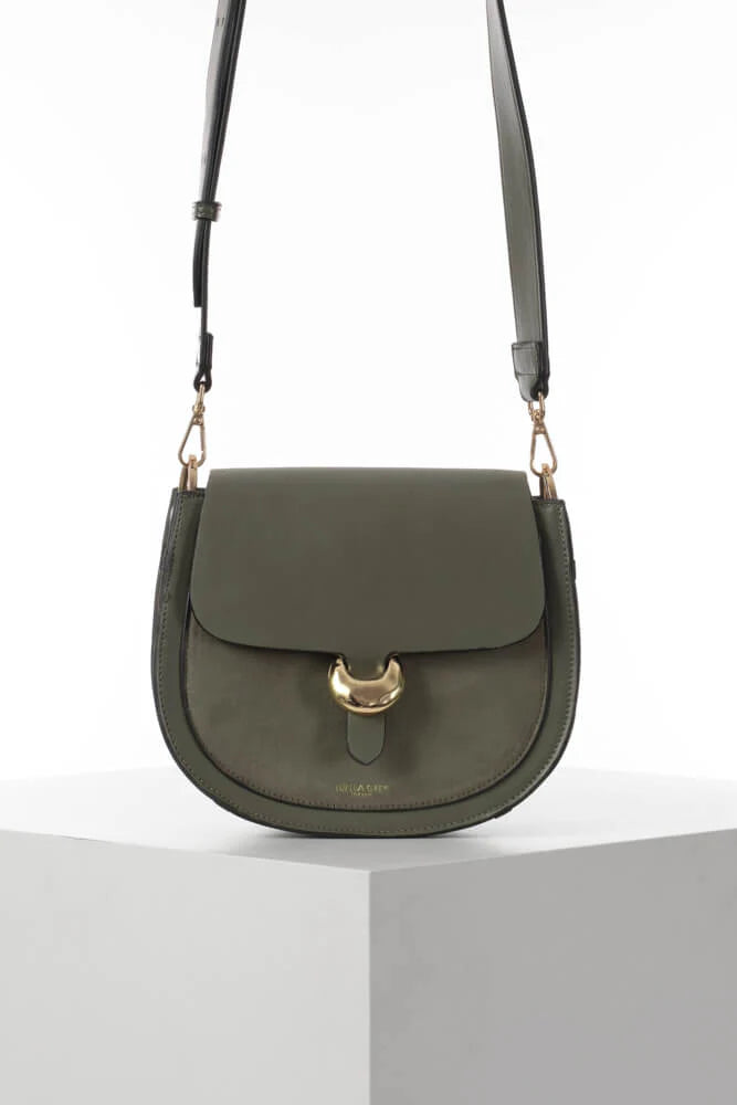 Luella Grey Venetia Saddle Crossbody Bag Khaki