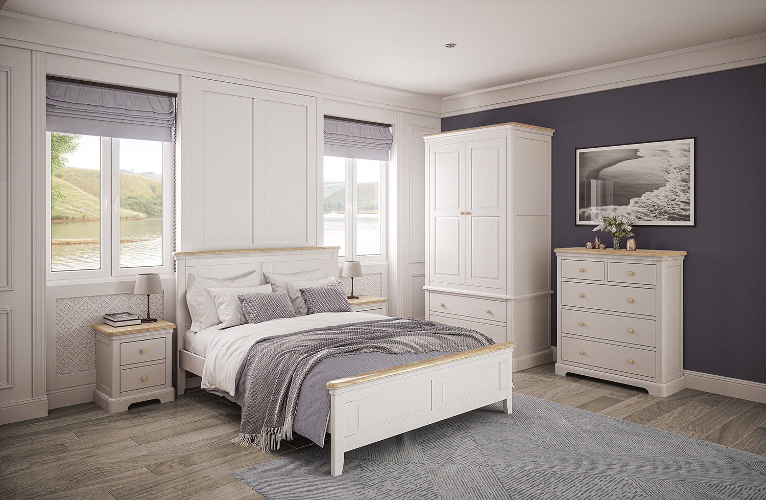 Lytham Grey Mist 3 Drawer Bedside