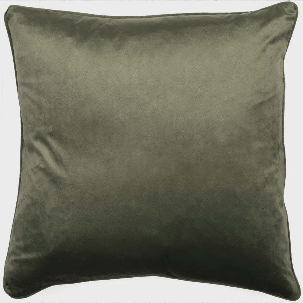 VELVET PIPED CUSHION OLIVE 50 X 50 CM