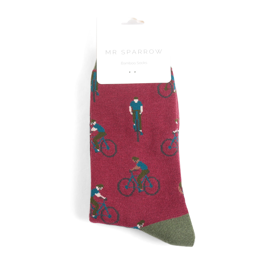 Mr Sparrow Cyclists Socks Burgundy