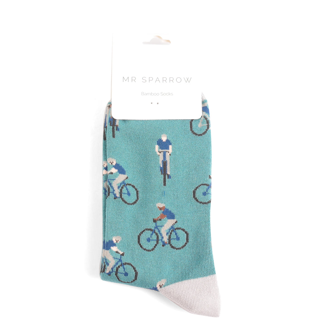 Mr Sparrow Cyclists Socks Duck Egg