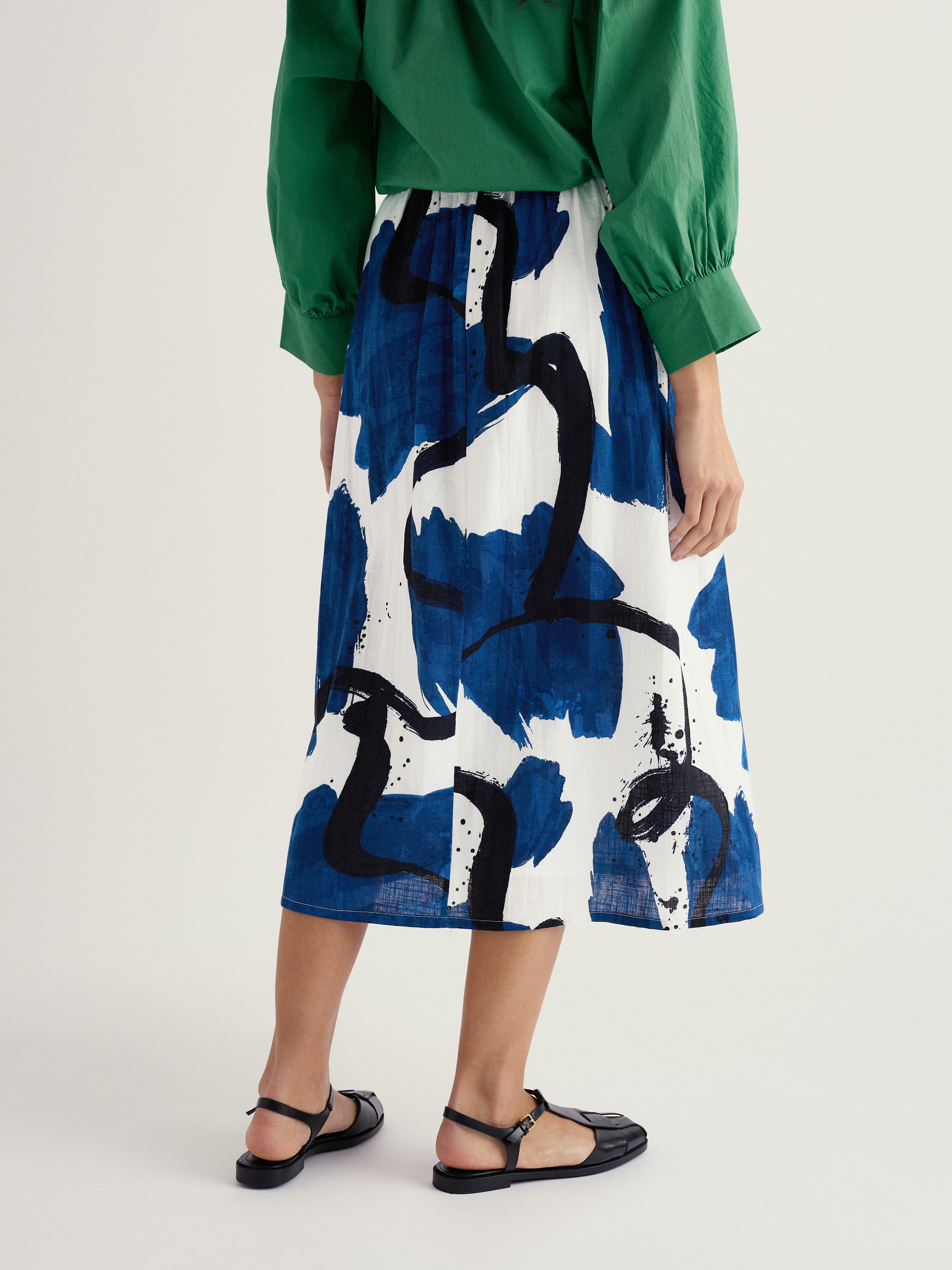 Seasalt Mevagissey Skirt Paint Canvas Dark Voyage