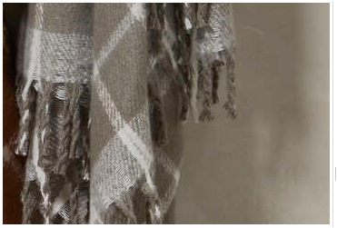 Faux Mohair Chequered Throw - Mink Grey