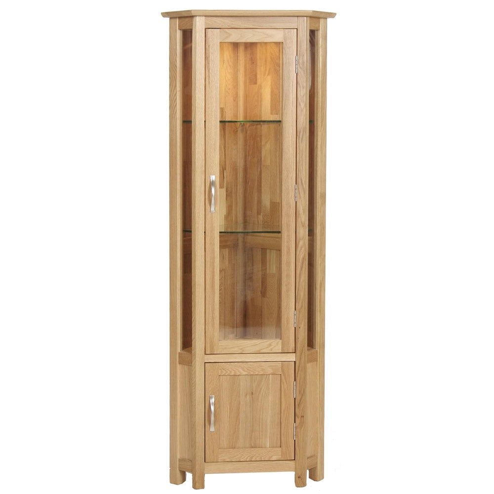 New Oxford Light Oak Corner Display Cabinet