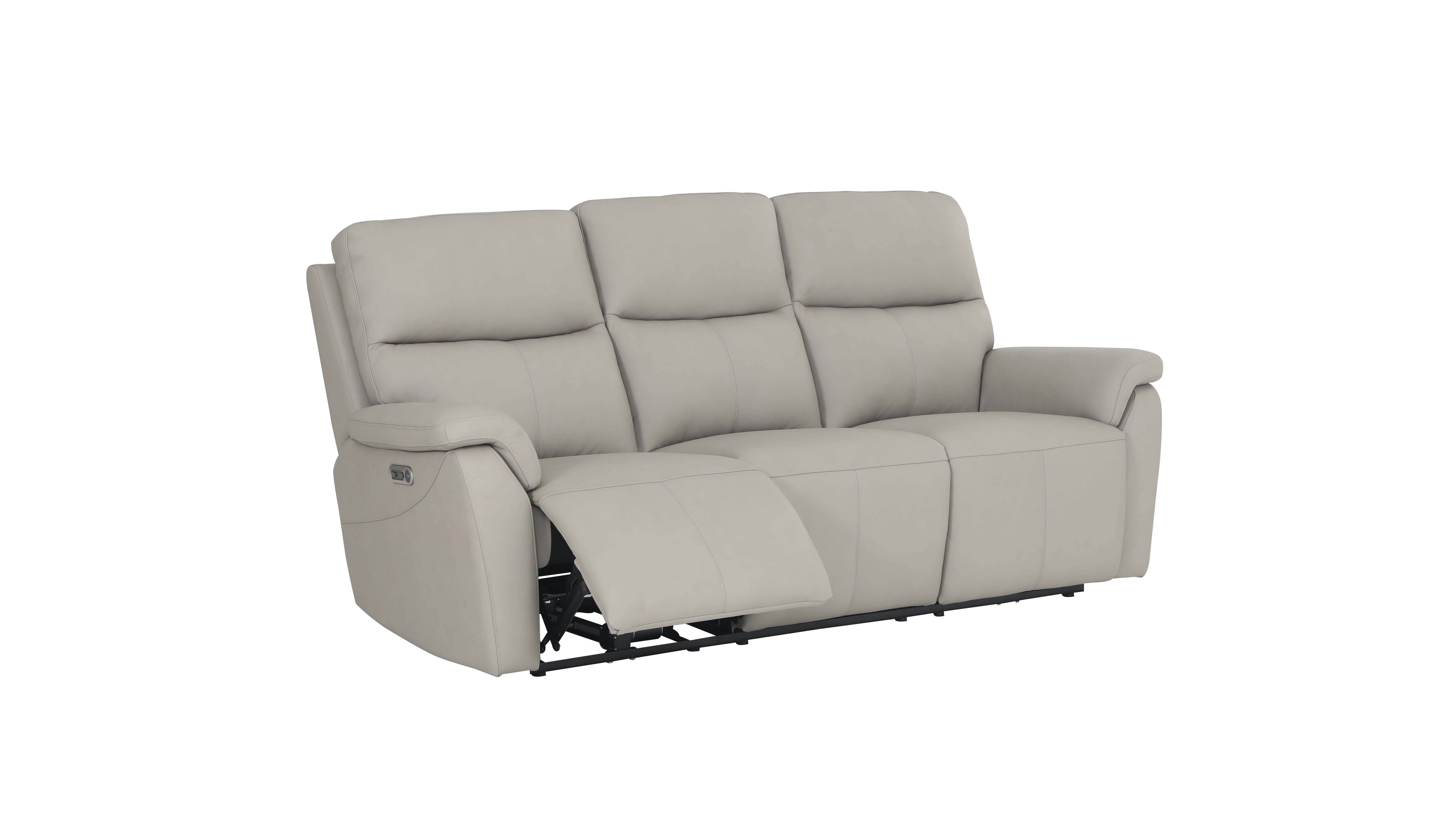 Lucca 3 Seater Sofa Power Recliner In Stone Full Leather