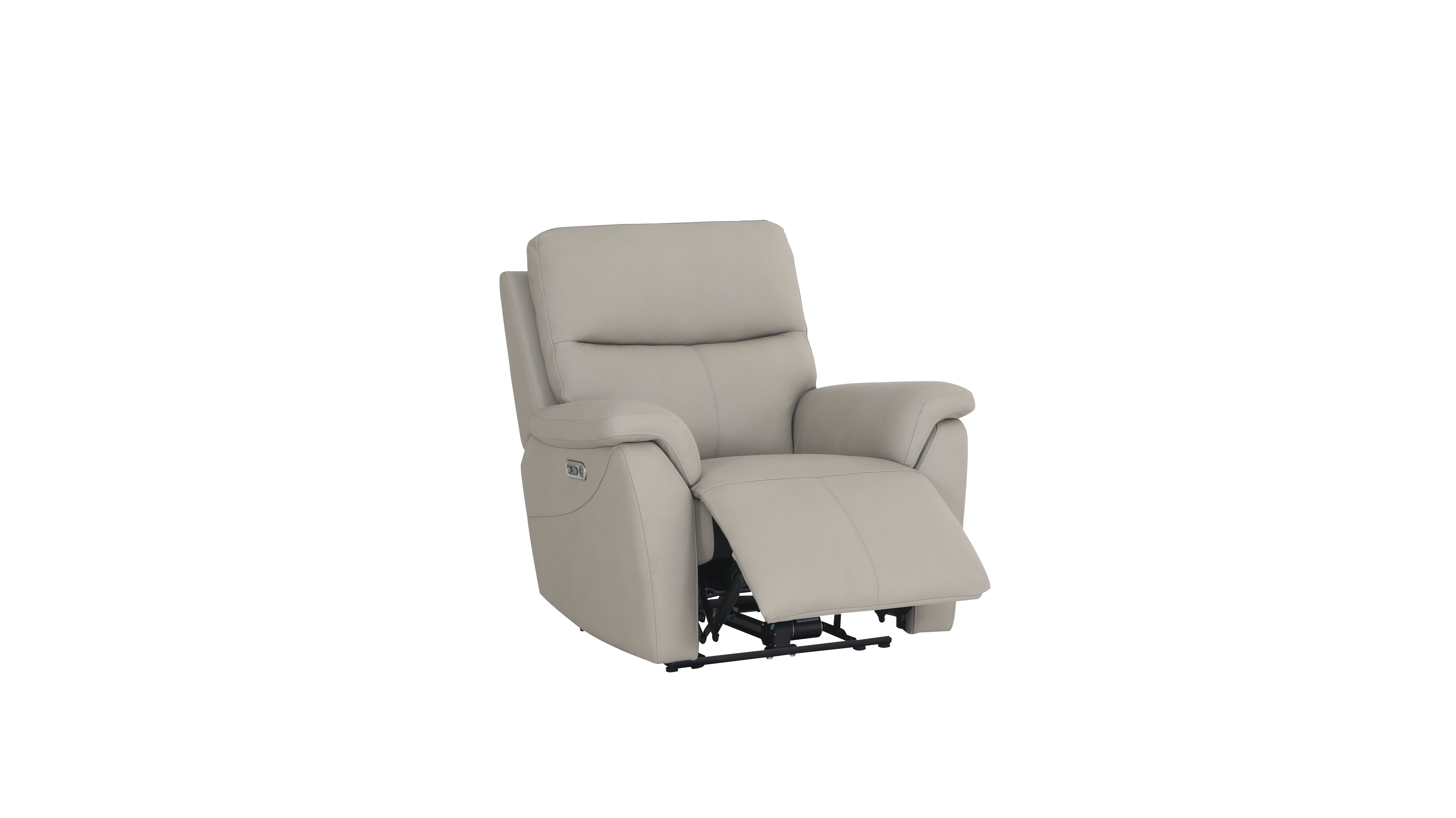 Lucca Sofa Chair Power Recliner In Stone Full Leather
