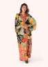 Powder Exotic Leaves Modal/Cupro Long Kimono Gown