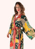 Powder Exotic Leaves Modal/Cupro Long Kimono Gown