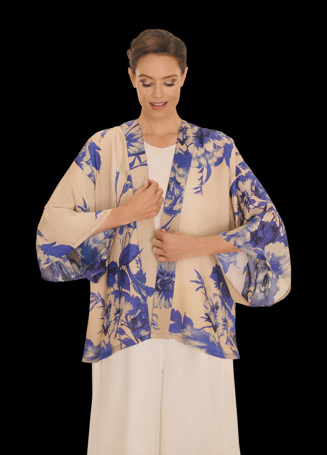 Powder China Blue Blooms Kimono Jacket