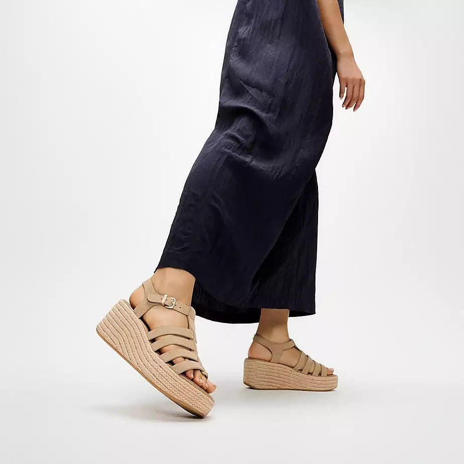 FitFlop Platfforms Espadr. Suede Fisherman Wedge Sandals Cappuccino