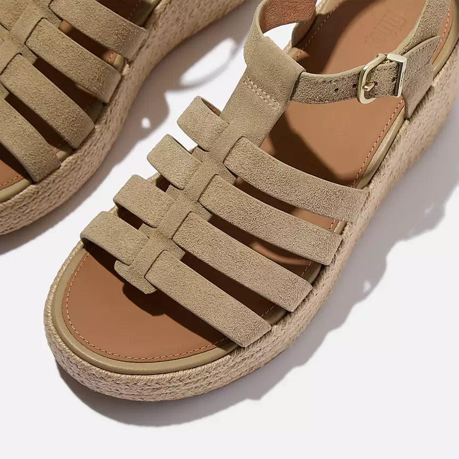 FitFlop Platfforms Espadr. Suede Fisherman Wedge Sandals Cappuccino