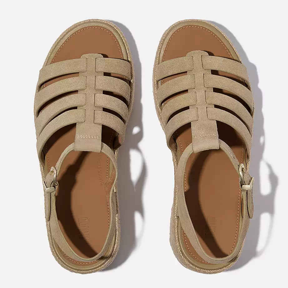 FitFlop Platfforms Espadr. Suede Fisherman Wedge Sandals Cappuccino