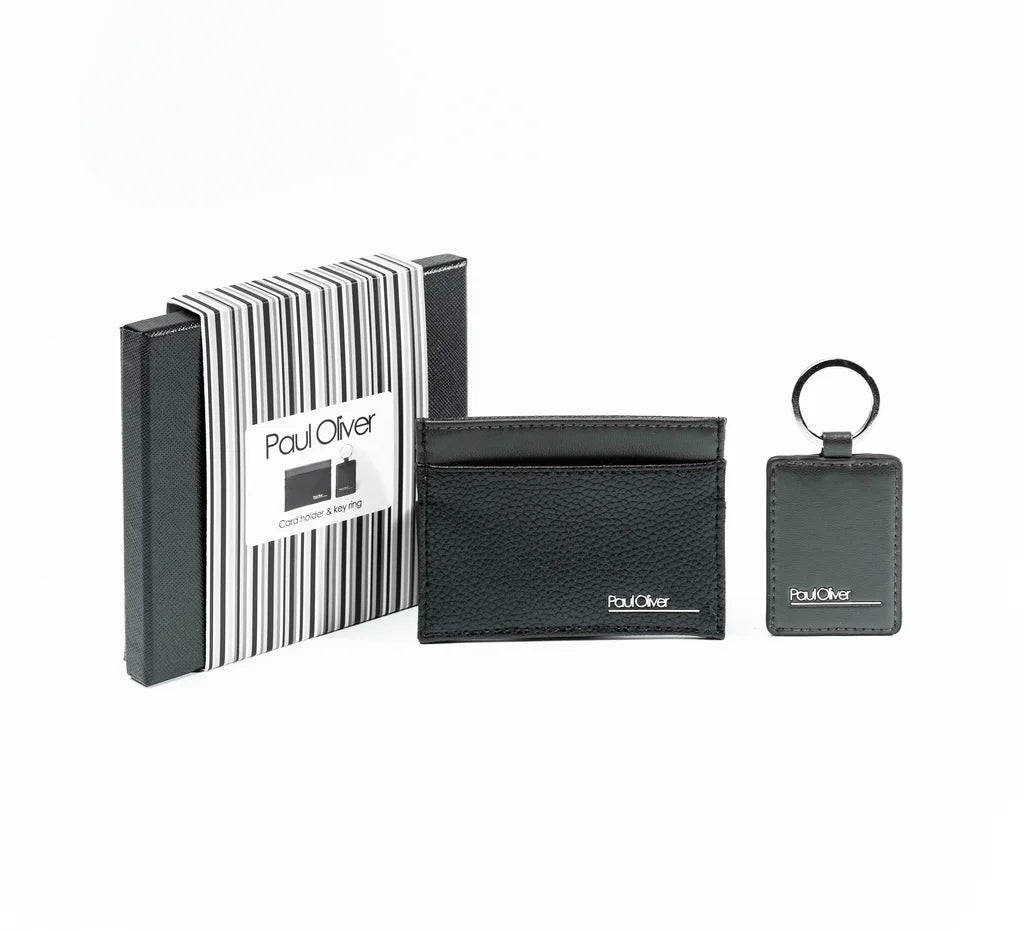 Paul Oliver Gift Set Card Holder & Key Ring Graphite Stripe