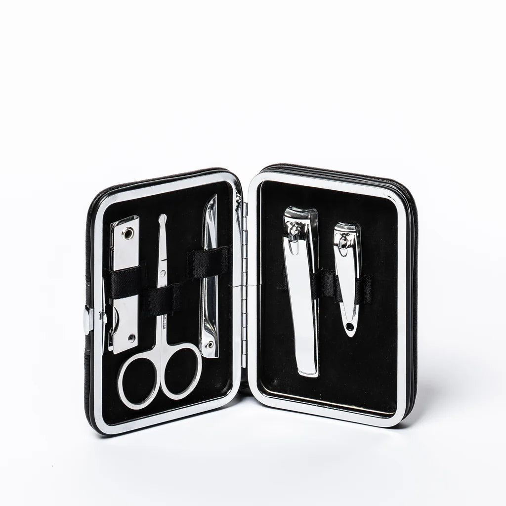 Paul Oliver Mens 5pce Grooming/Manicure Set Graphite Stripe