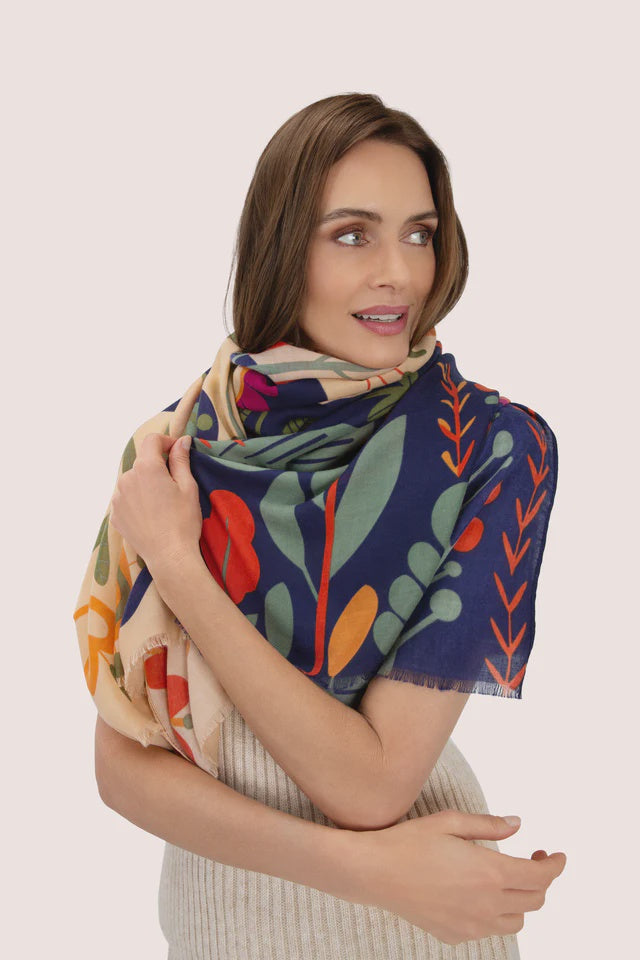 Powder Scandi Two-Tone Floral Print Scarf