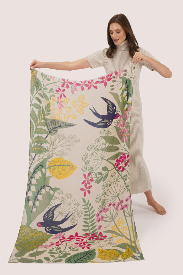 Powder Swooping Swallows Print Scarf