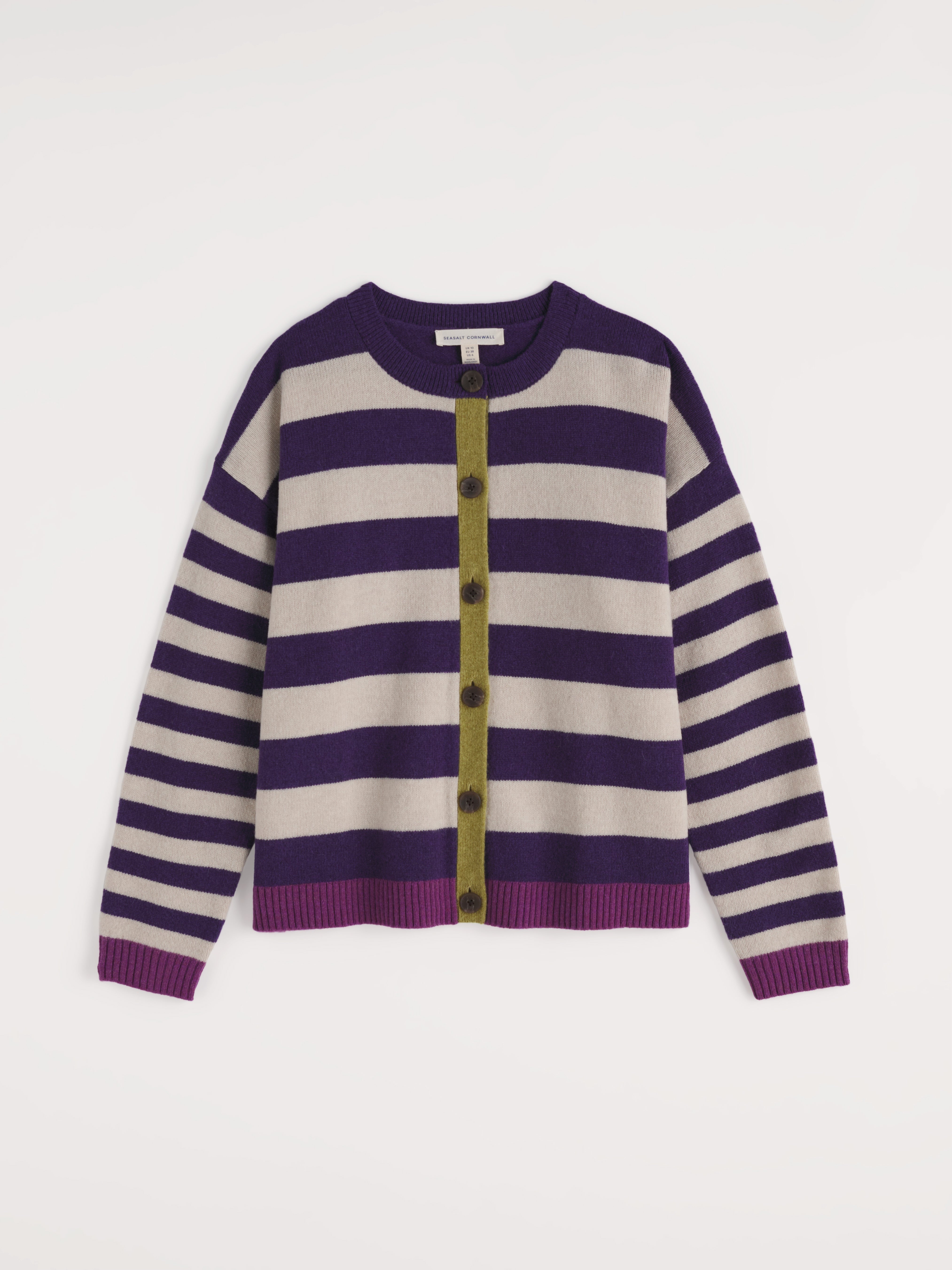 Seasalt Pinwell Cardigan Bright Shape Dark Violet Mix