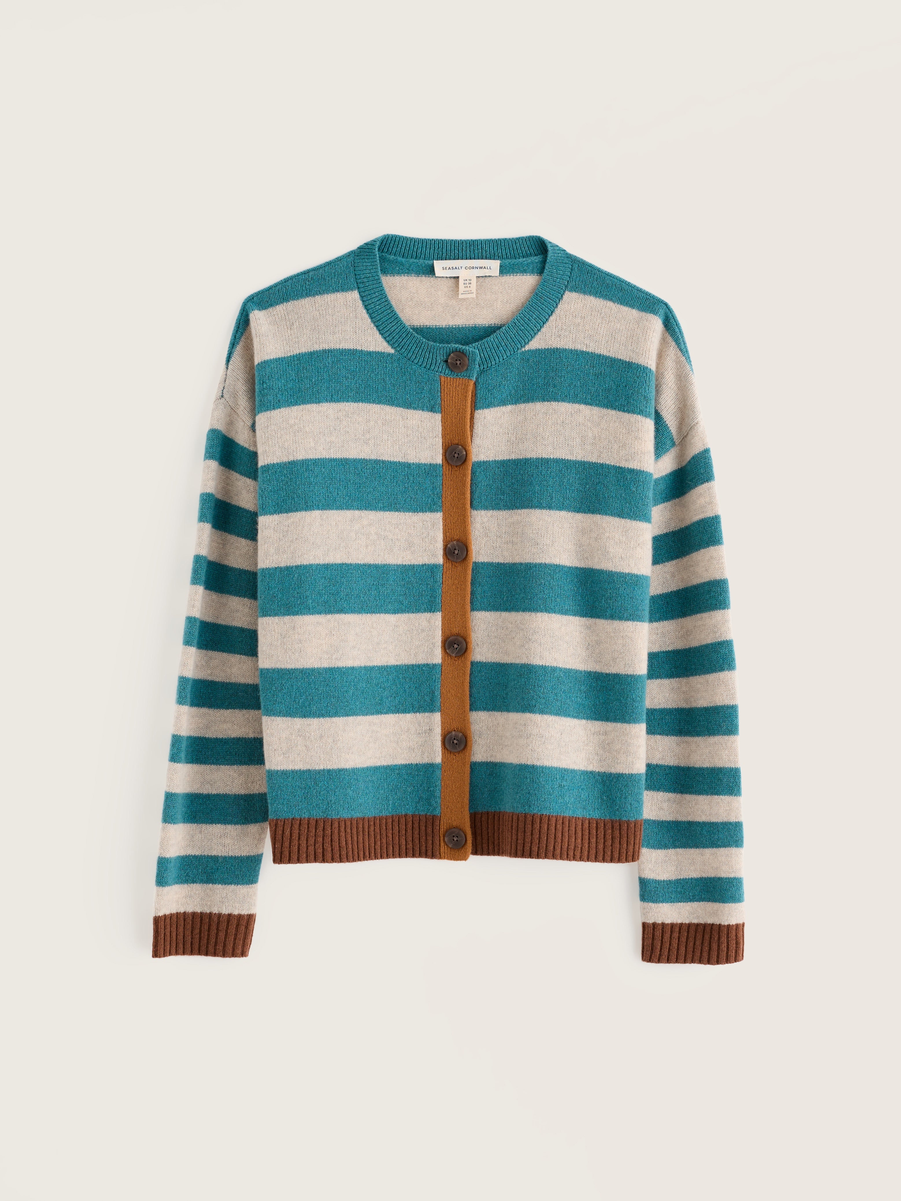 Seasalt Pinwell Striped Cardigan Made With LambswoolBright Shape Estuary Mix