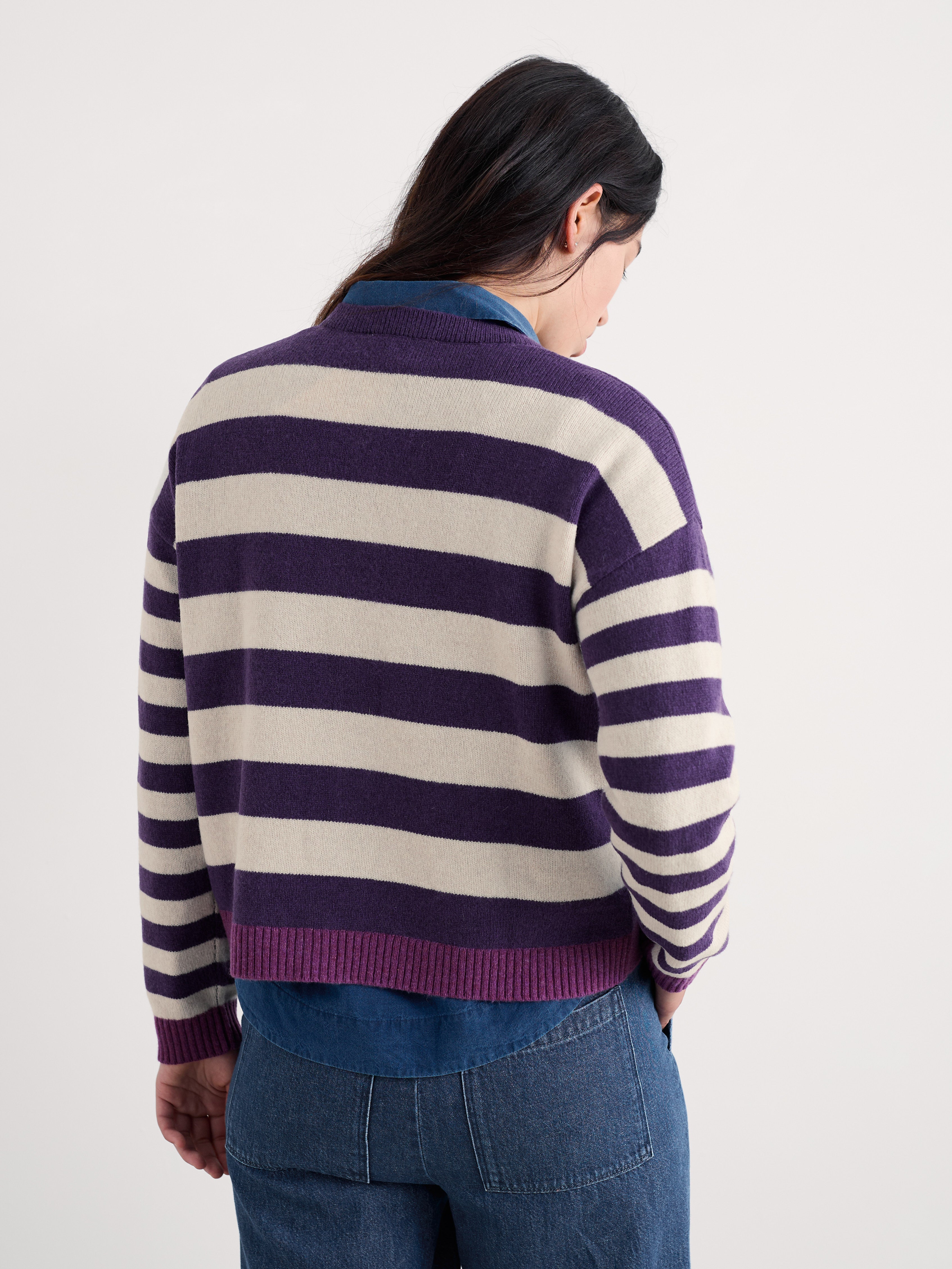 Seasalt Pinwell Cardigan Bright Shape Dark Violet Mix