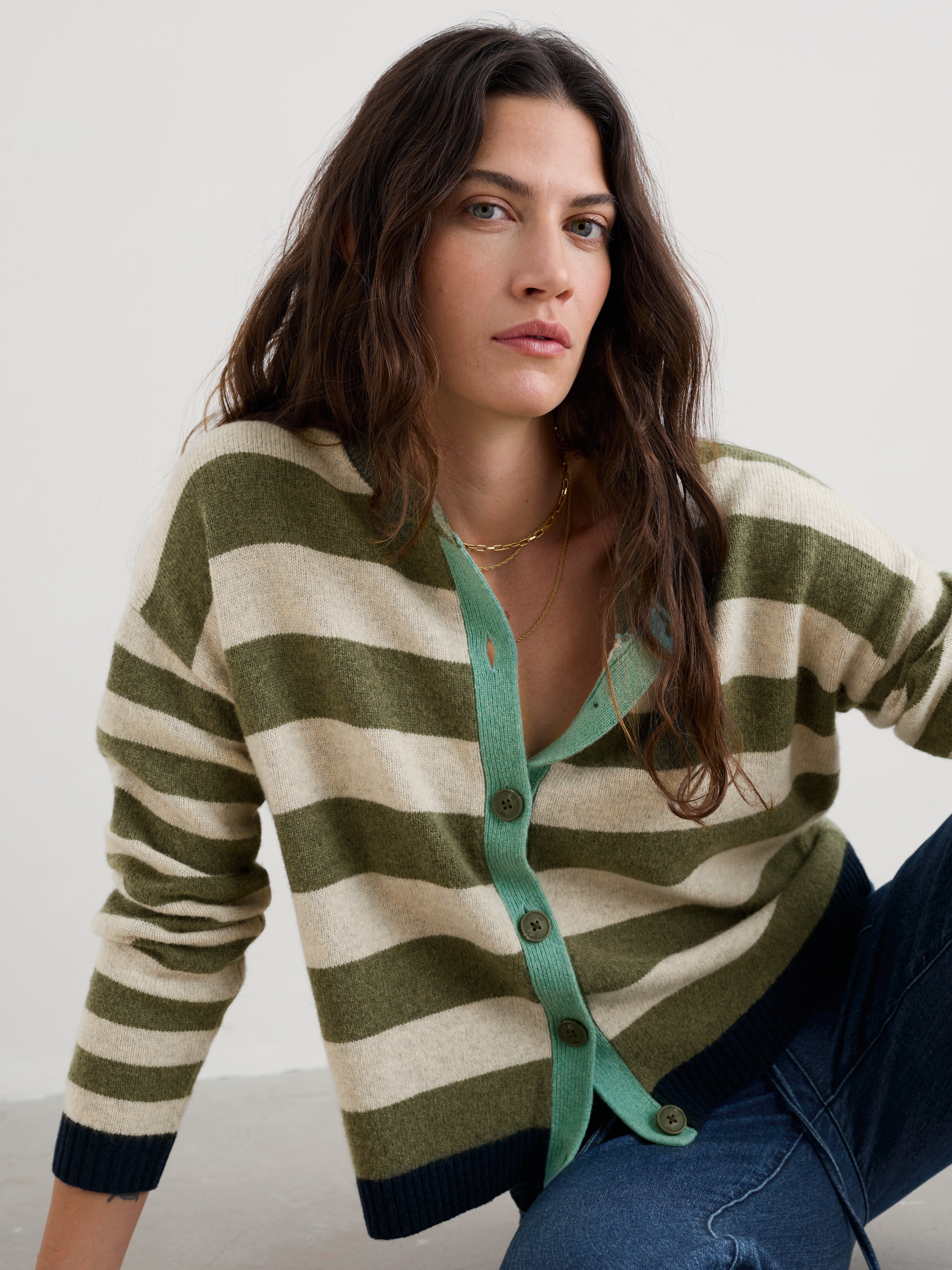 Seasalt Pinwell Cardigan Bright Shape Light Olive Mix