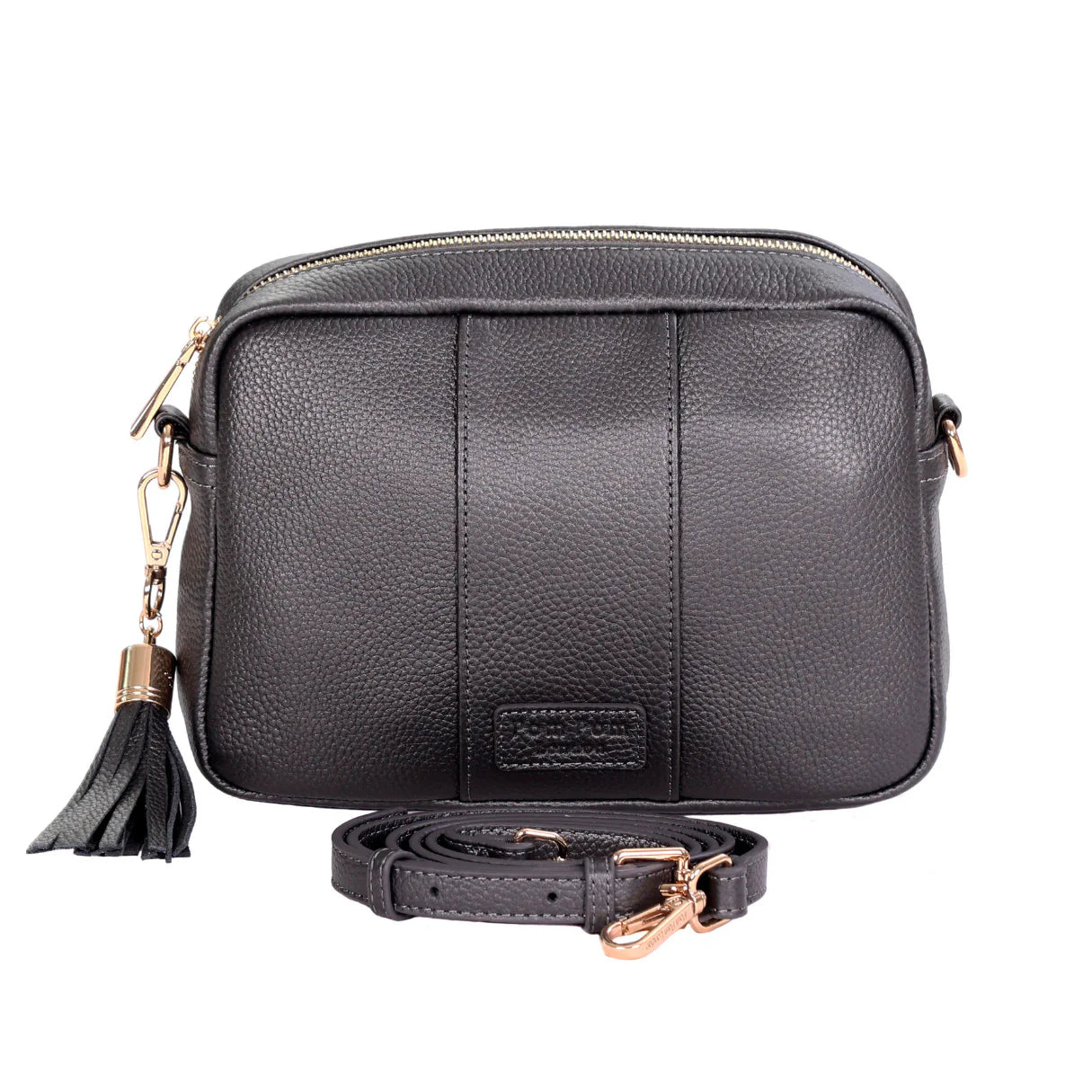 Pom Pom London City Crossbody Bag Metallic Pewter