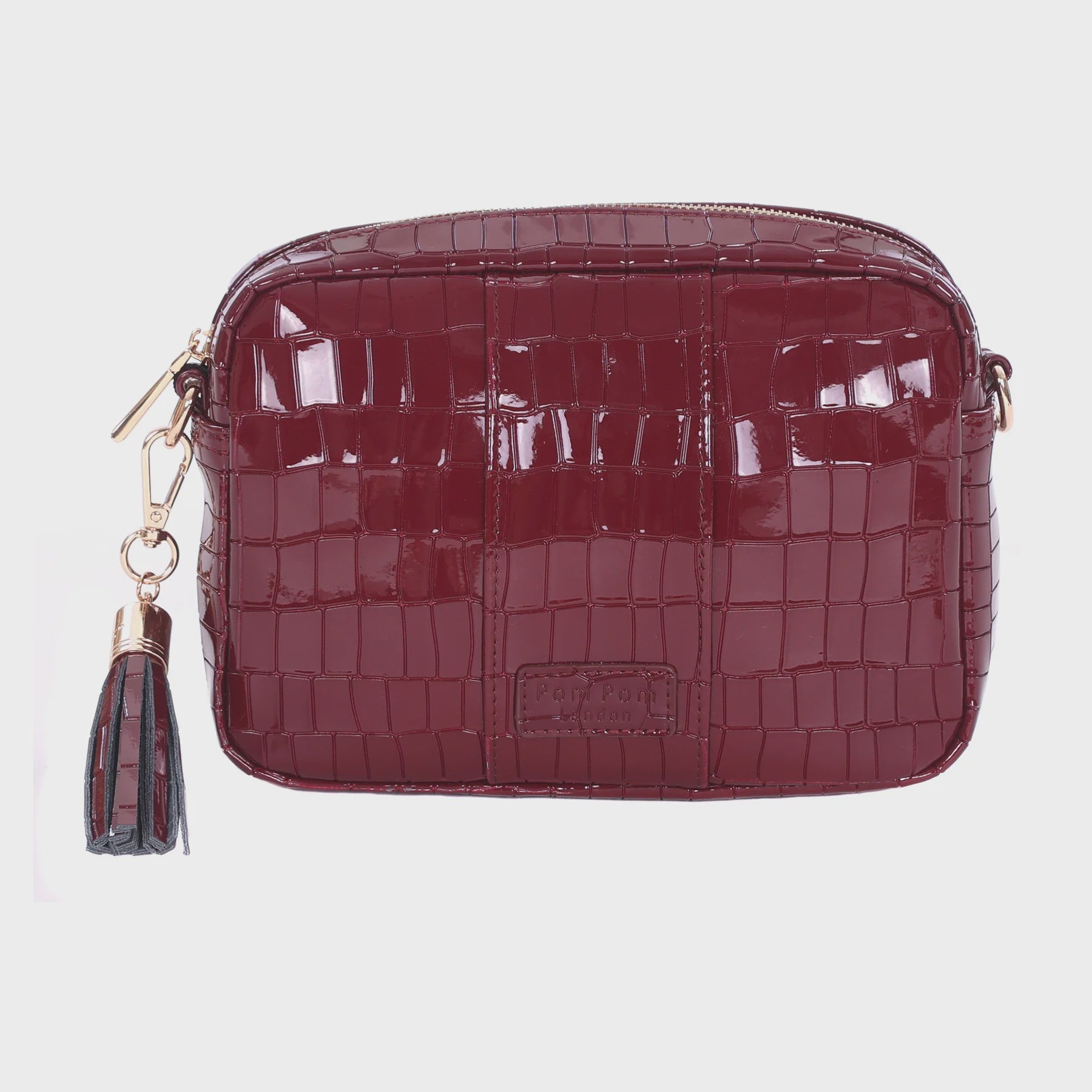 Pom Pom London City Patent Croc Claret