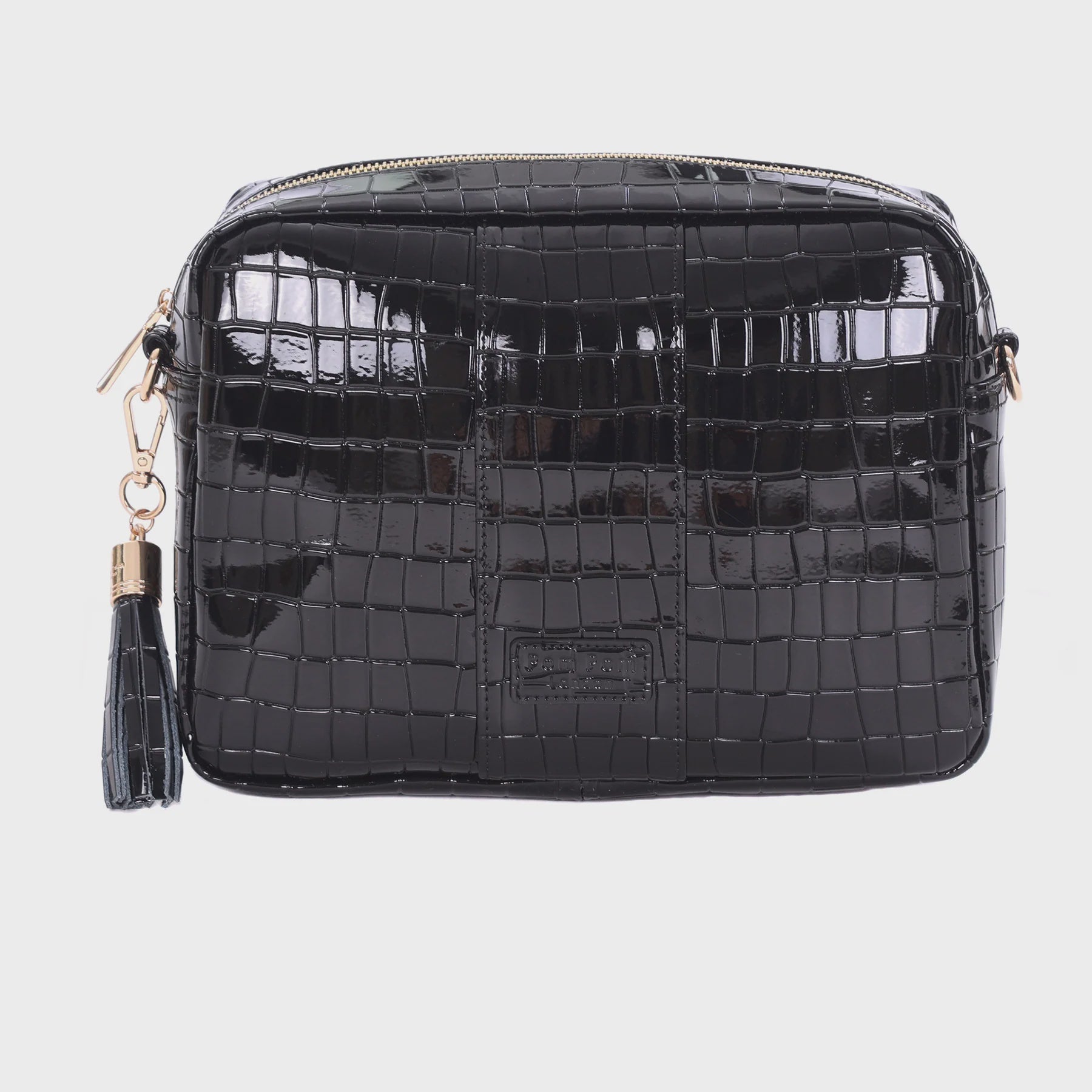 Pom Pom London City Plus Patent Croc Black