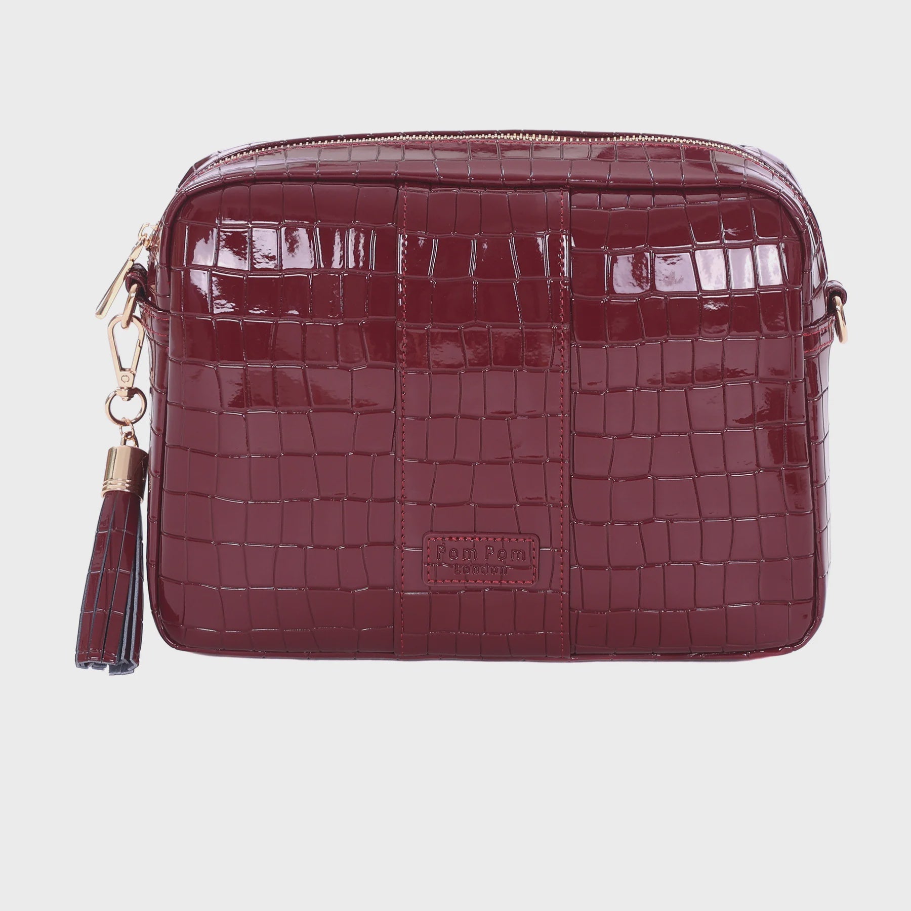 Pom Pom London City Plus Patent Croc Claret