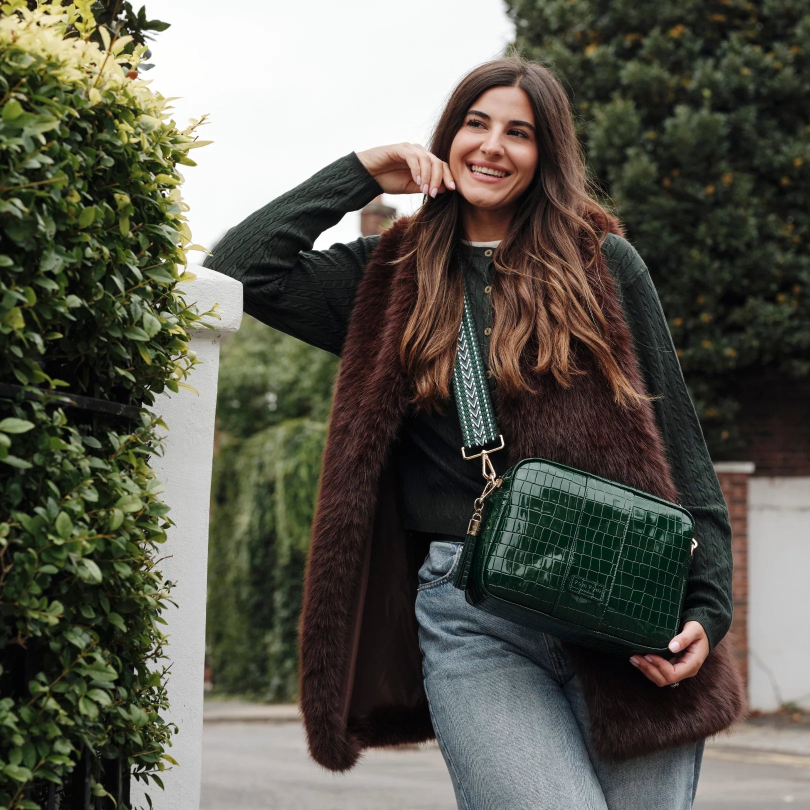 Pom Pom London City Plus Patent Croc Clover Green