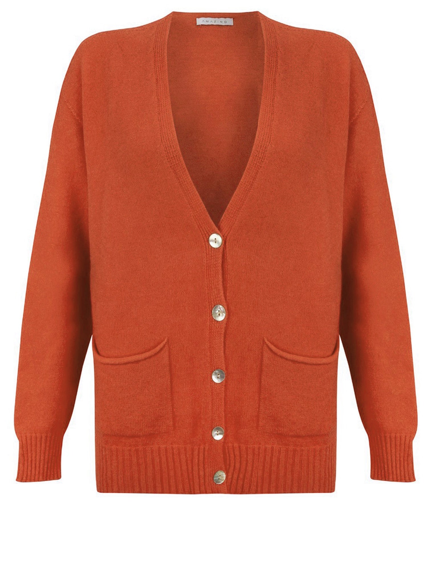 Amazing Woman Pookie Boxy Cardigan Burnt Orange