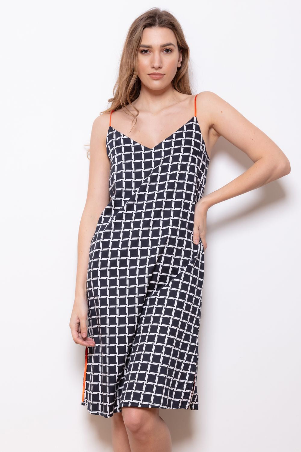 Cottonreal Geo Cube Strappy Lounger Nightdress Navy