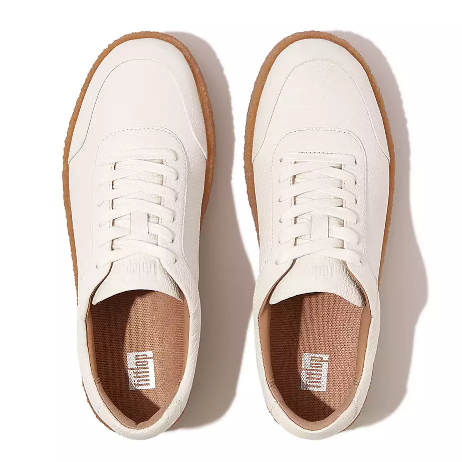 FitFlop Rally Tumbled-Leather Crepe Trainers Urban White
