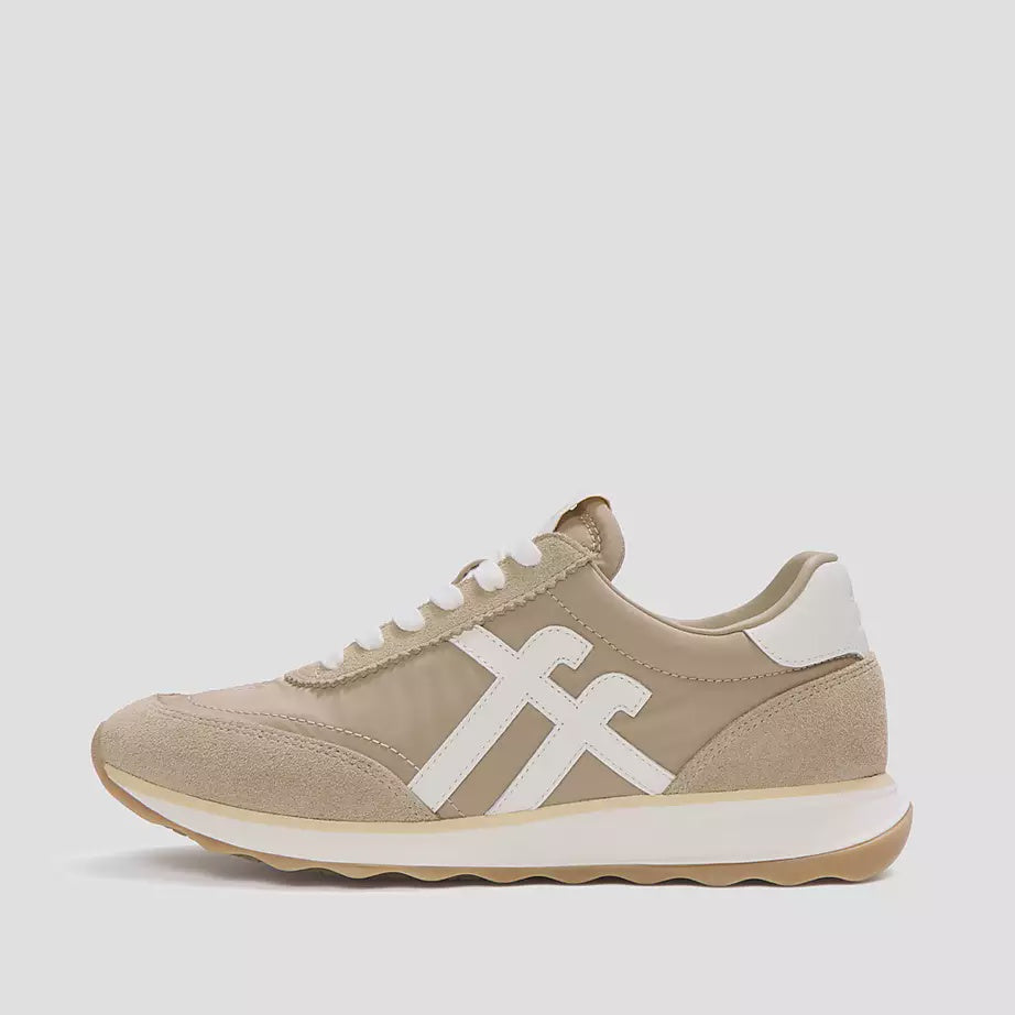 FitFlop Retro-Q FF Fabric/Suede Sneakers Cappuccino/Cream