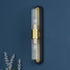 Rhian 2 Light Wall Light Matt Black and Ribbed Glass