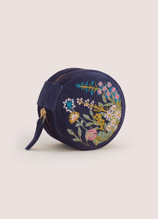 Powder Navy Floral Hedgerow Jewellery Box