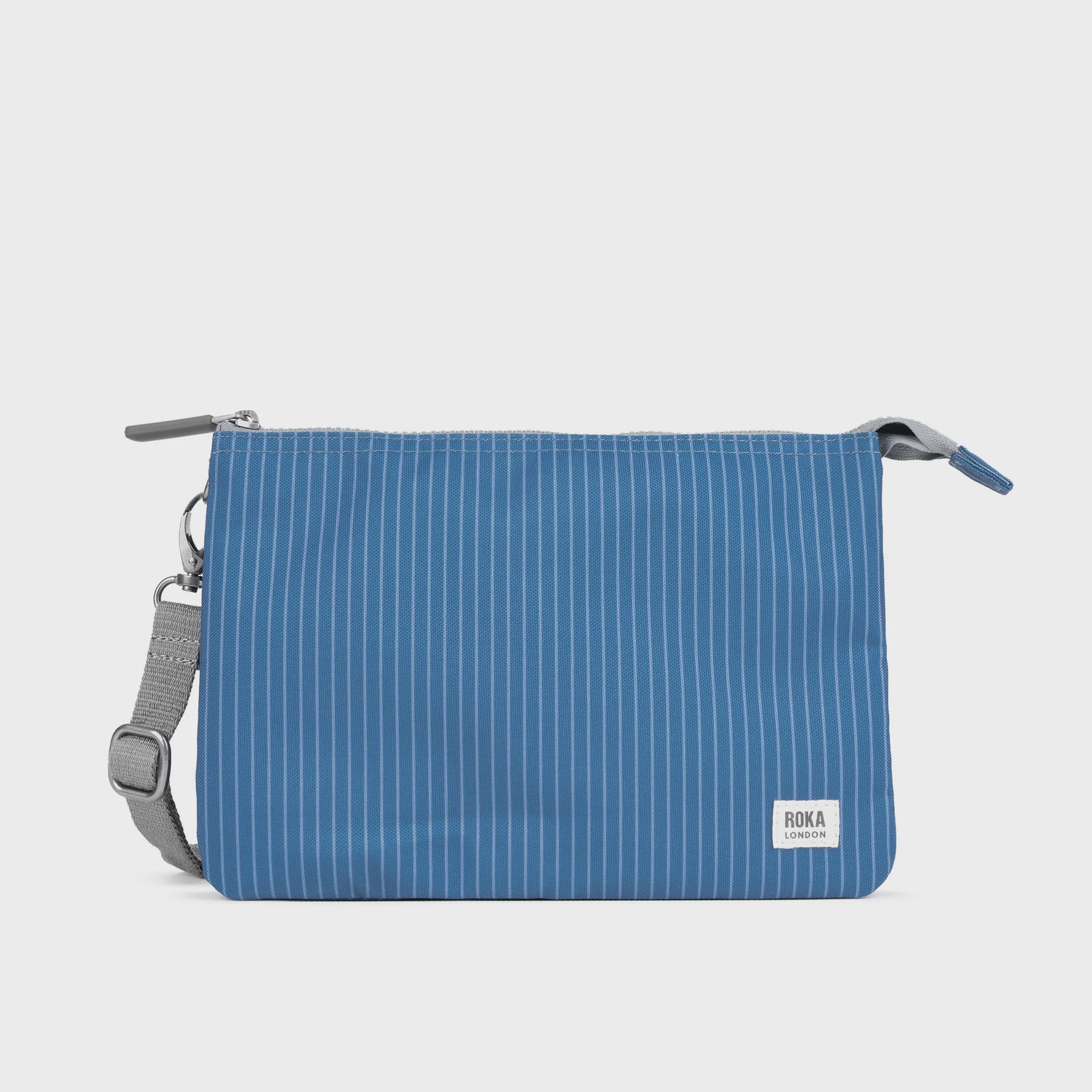 ROKA Carnaby Crossbody XL Mid Wash Denim Recycled Canvas