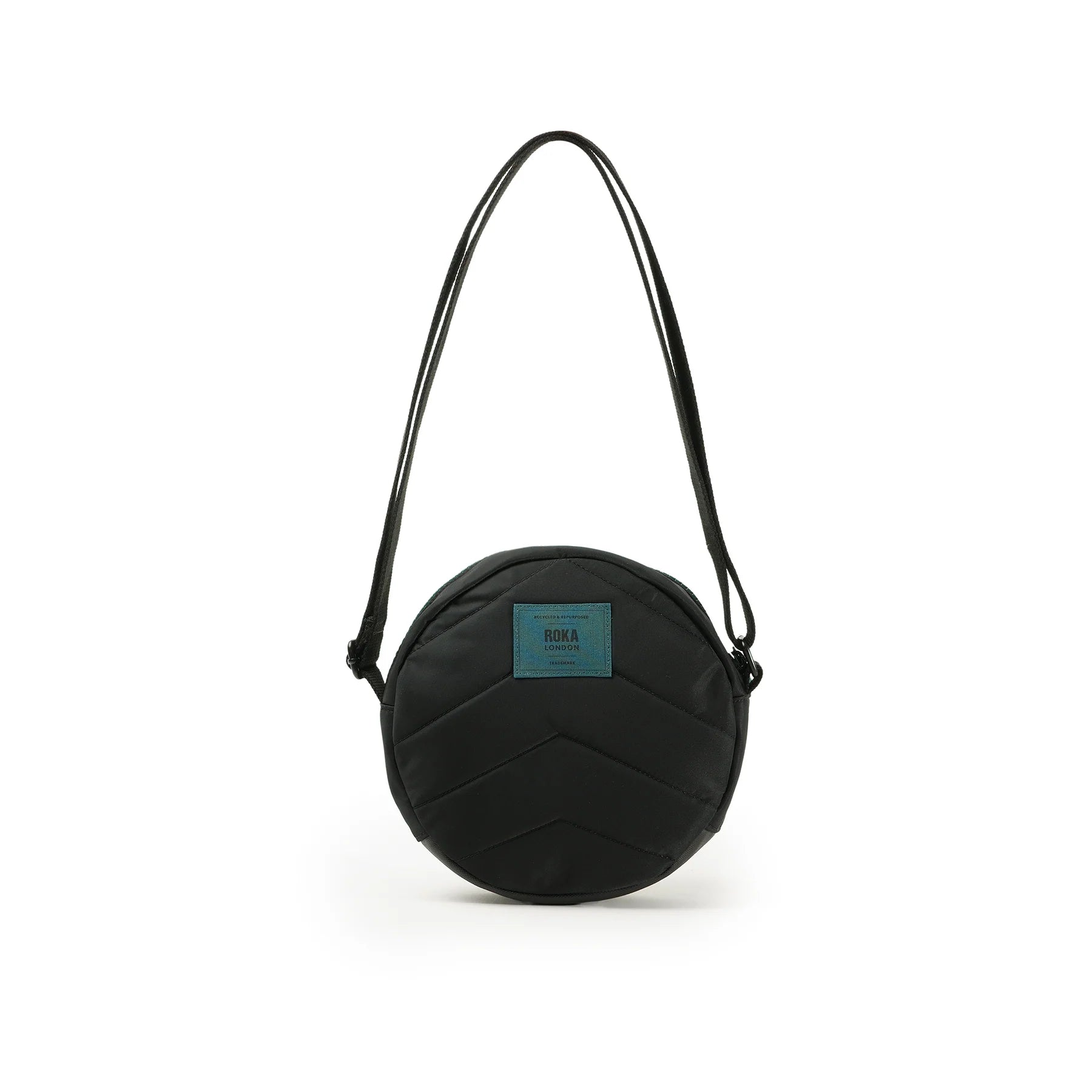 ROKA Creative Waste Black Paddington  Medium Recycled Nylon Teal Zip