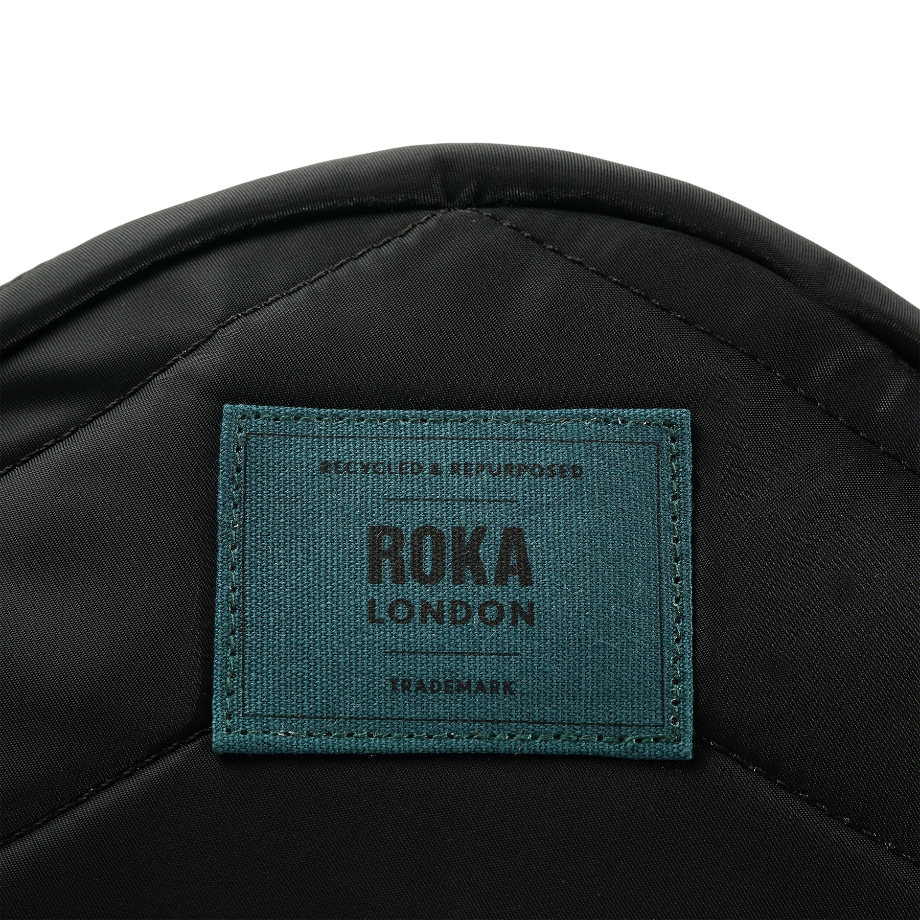 ROKA Creative Waste Black Paddington  Medium Recycled Nylon Teal Zip
