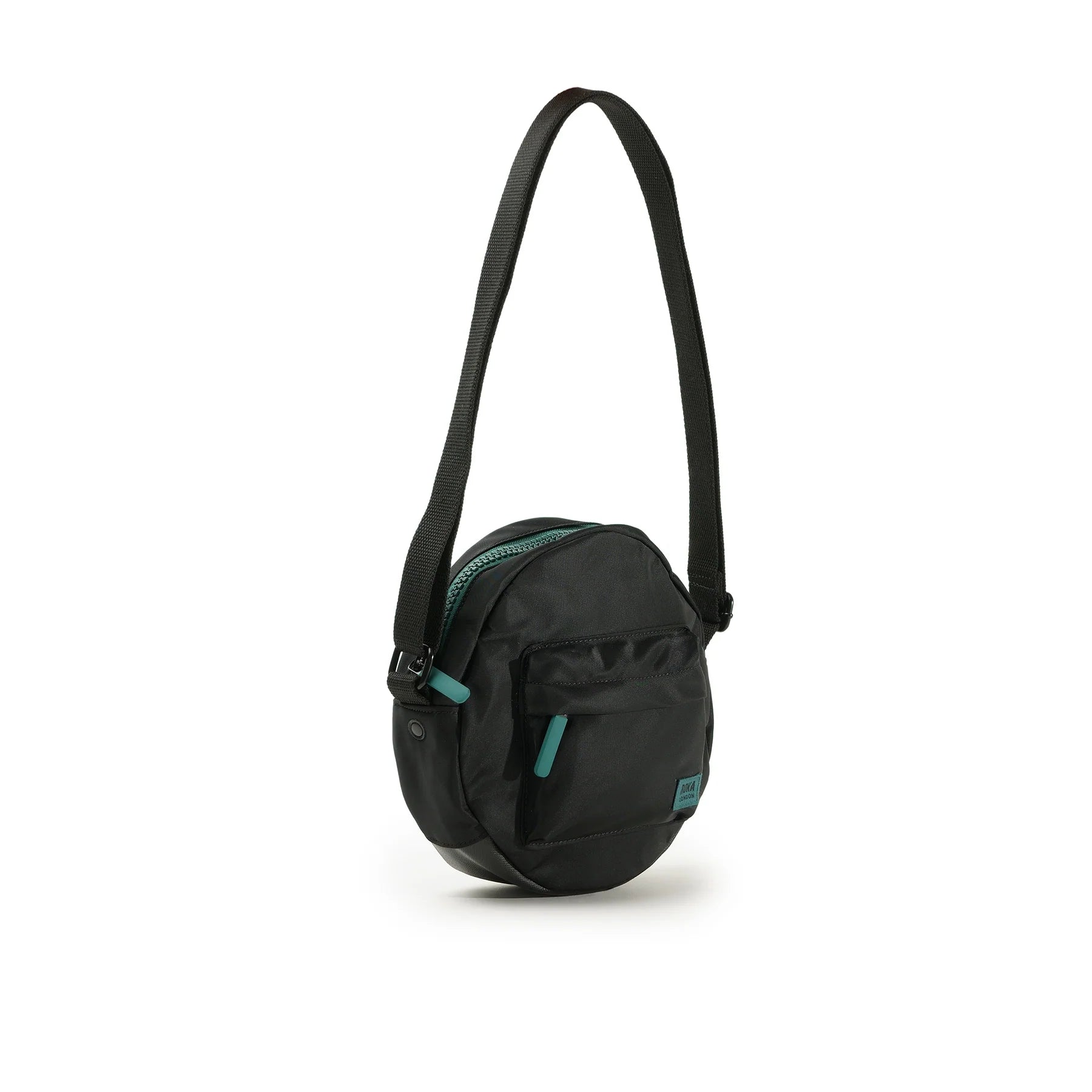 ROKA Creative Waste Black Paddington  Medium Recycled Nylon Teal Zip