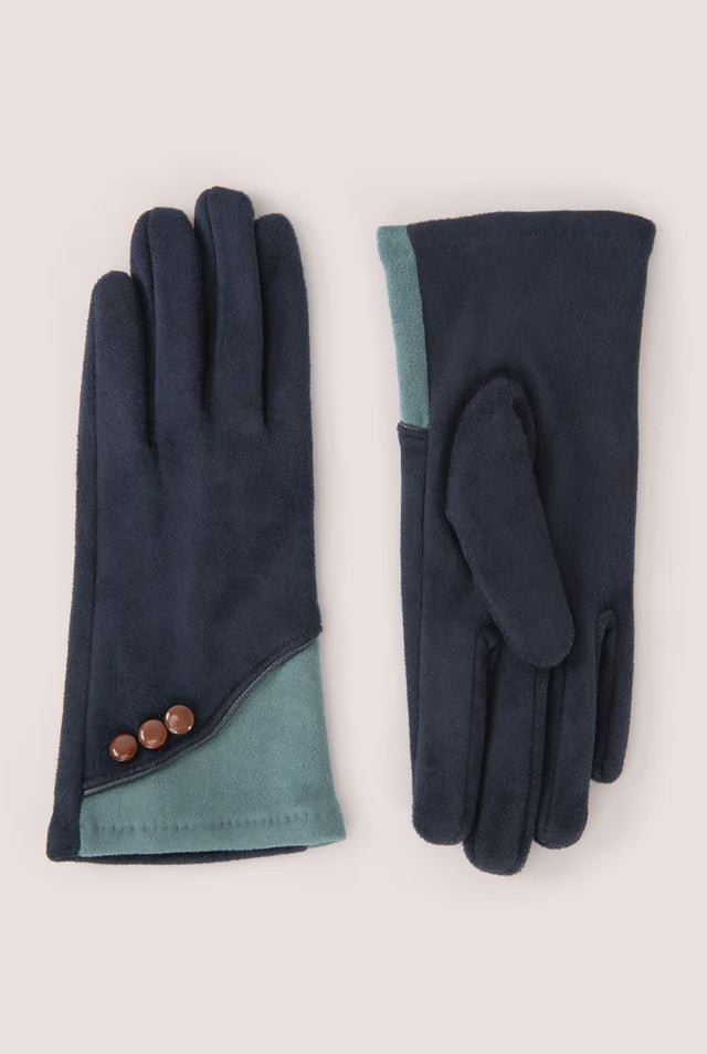 Powder Rowan Faux Suede Gloves Navy/Ice