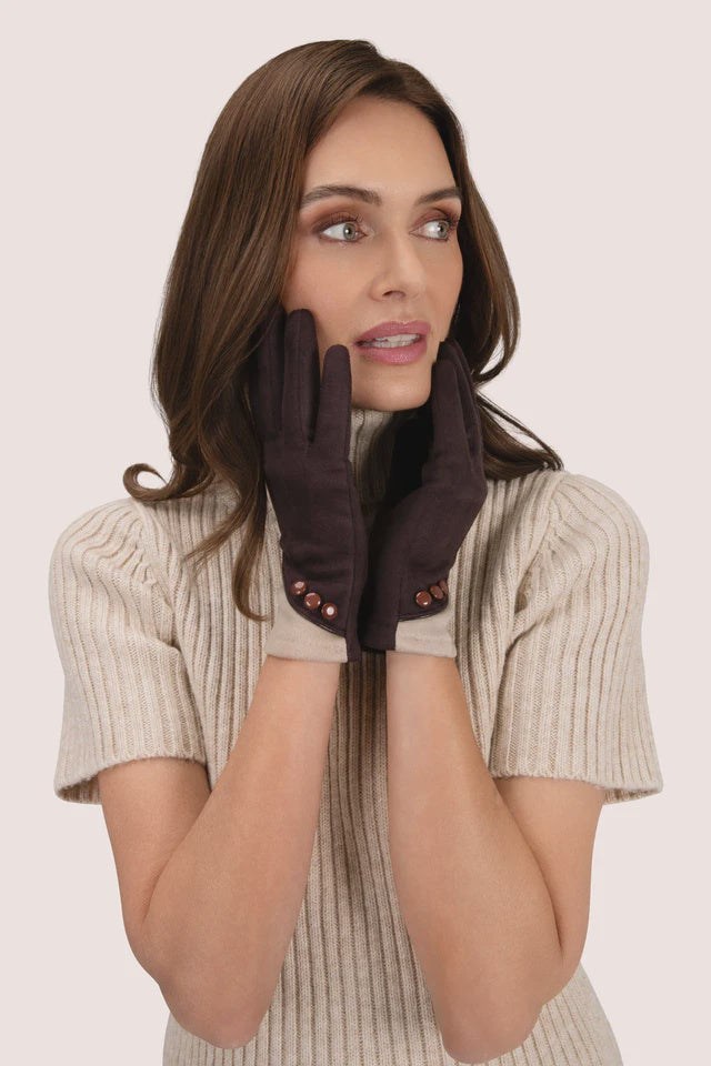 Powder Rowan Faux Suede Gloves Chocolate/Cream
