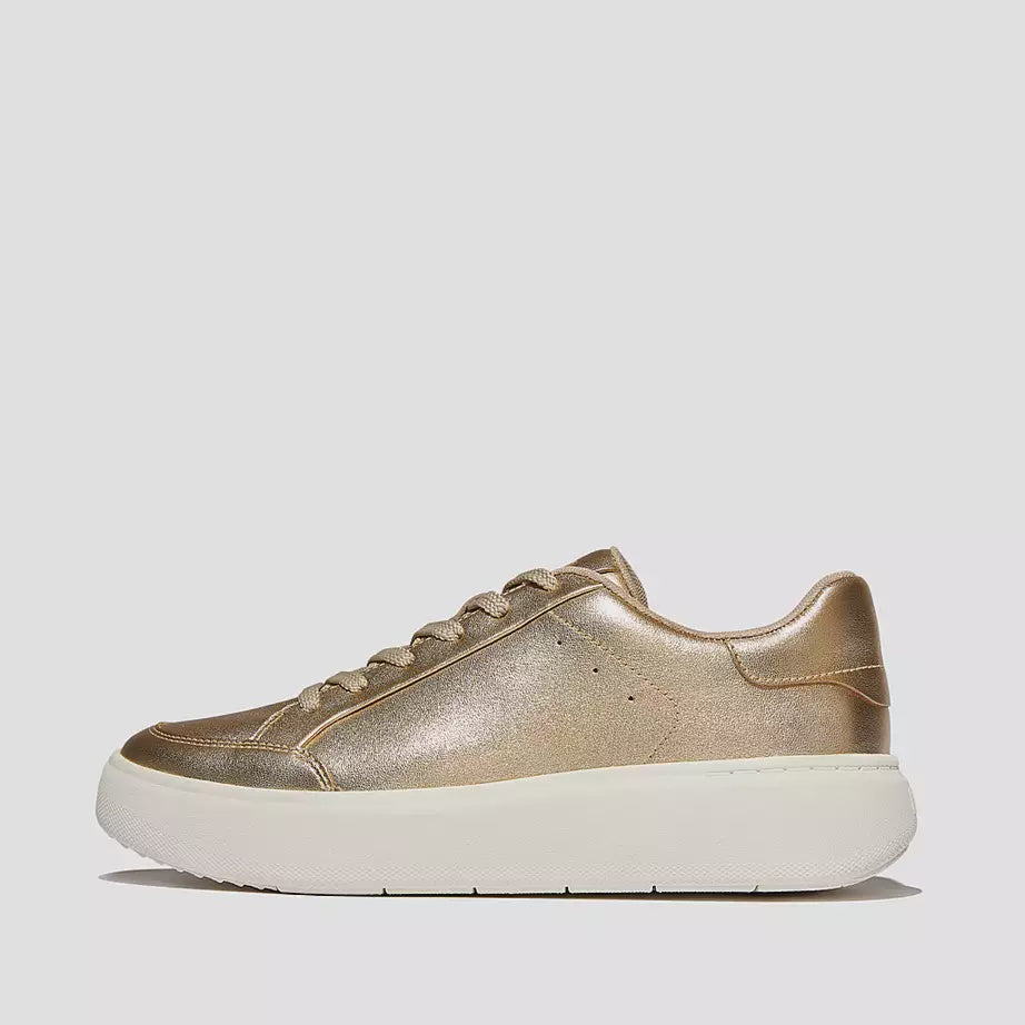 FitFlop Rtg Metallic-Leather Sneakers Platino