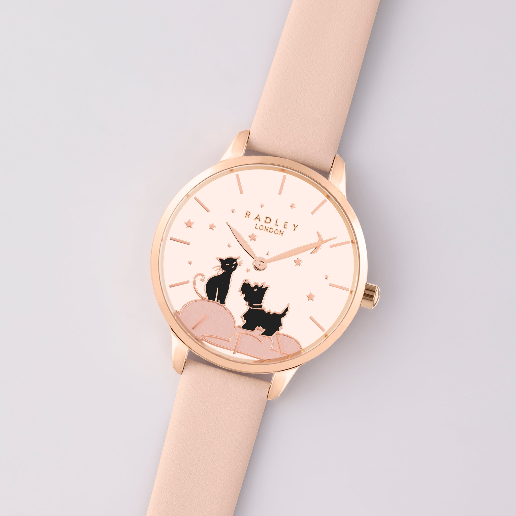 Radley Gold Cobweb Pink Leather Watch