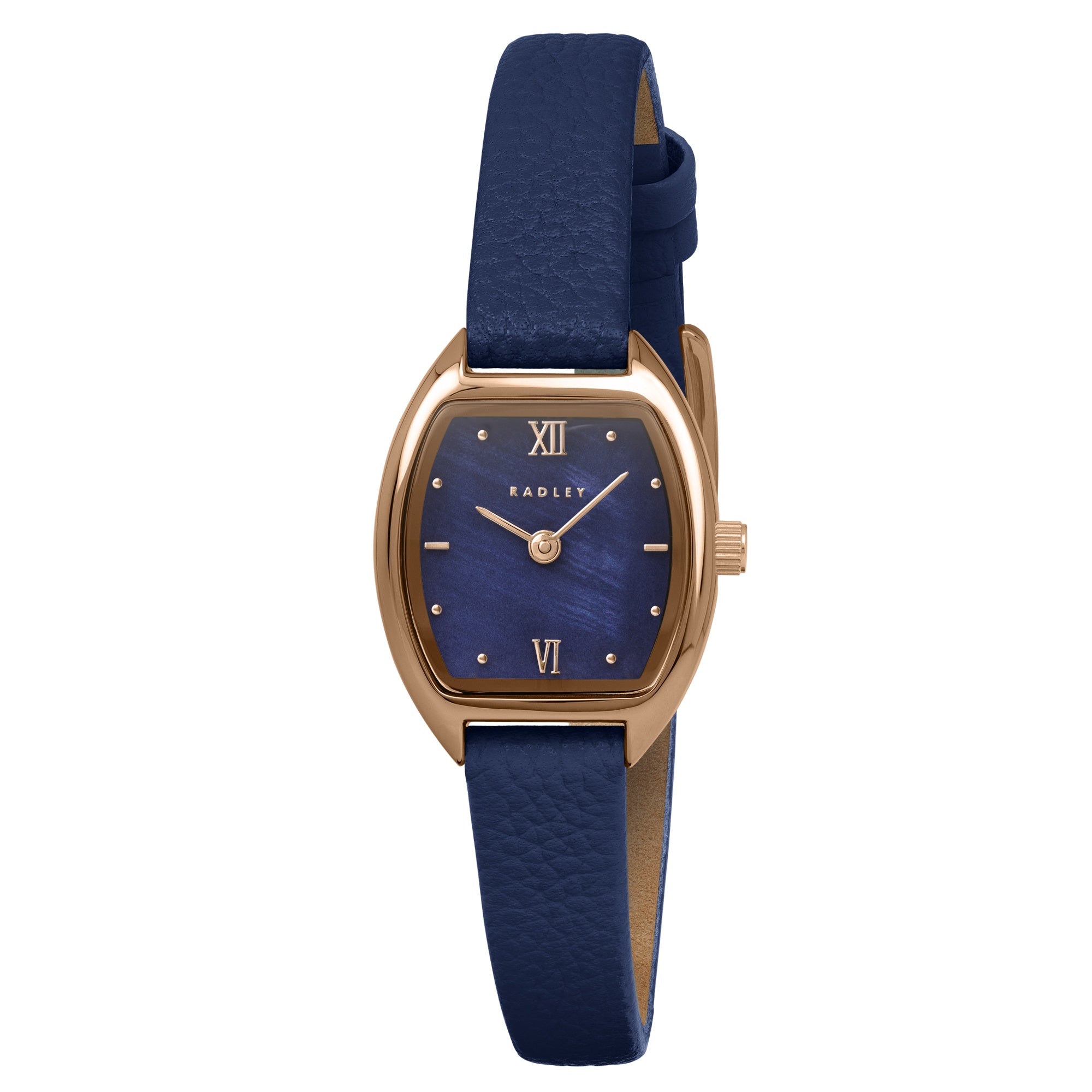 Radley Gold Curved Blue Leather Watch