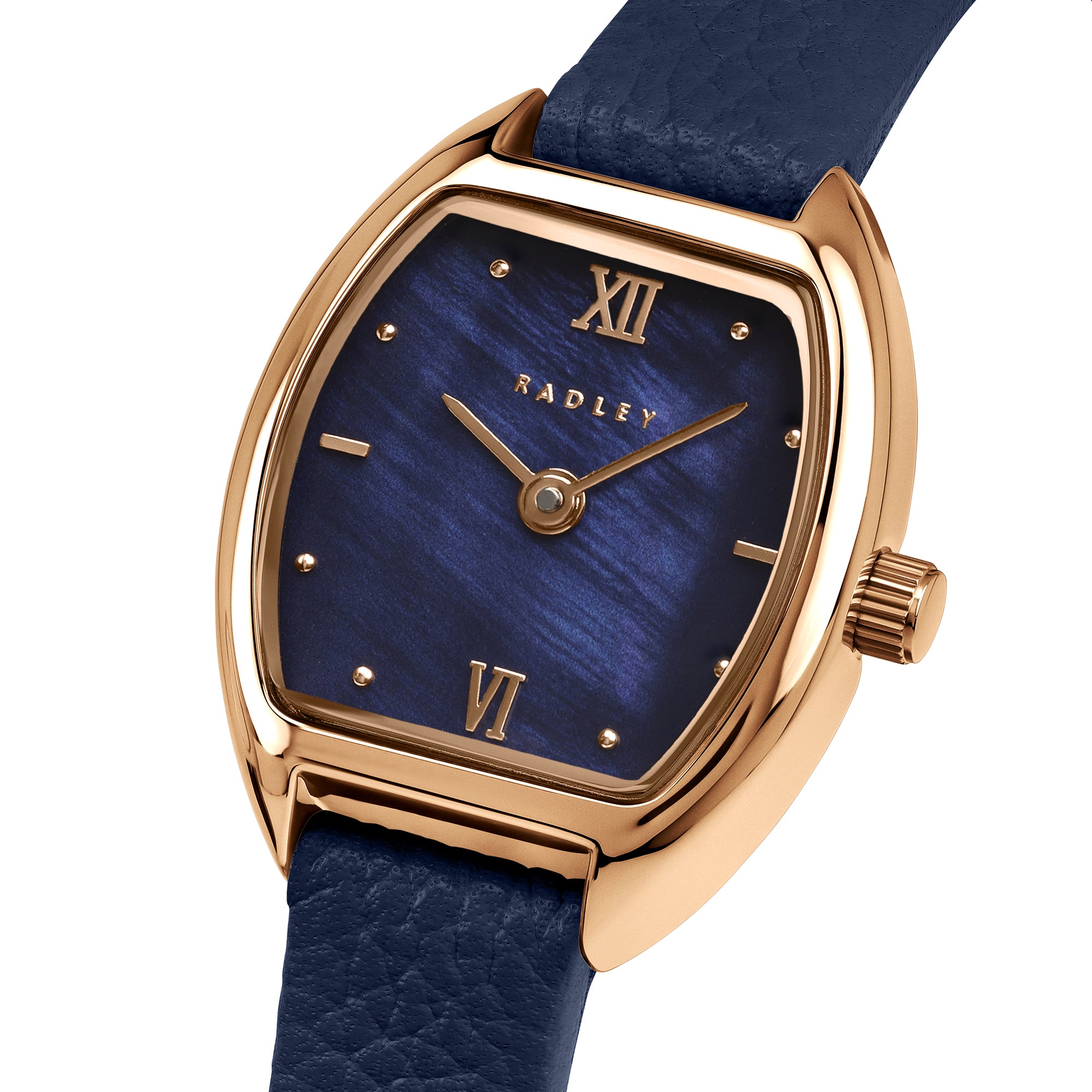 Radley Gold Curved Blue Leather Watch