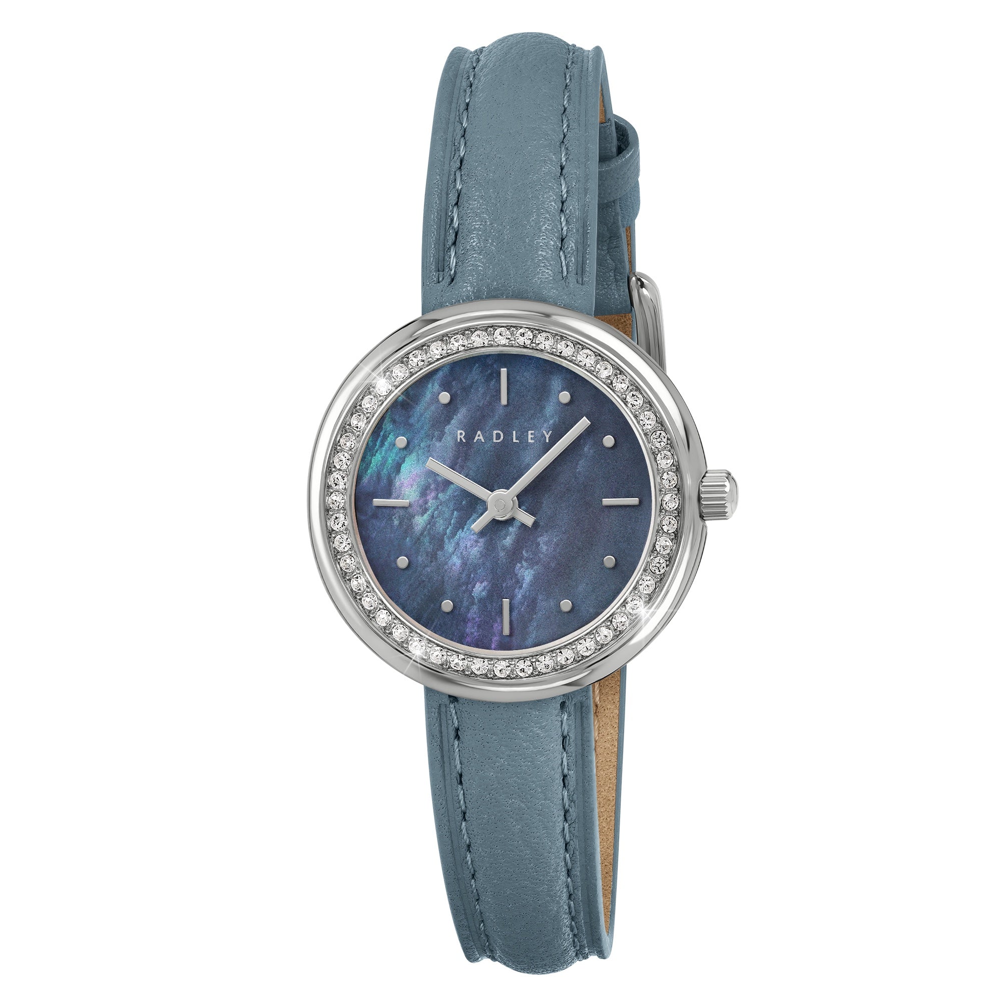 Radley Silver Blue Mother Of Pearl Leather Watch