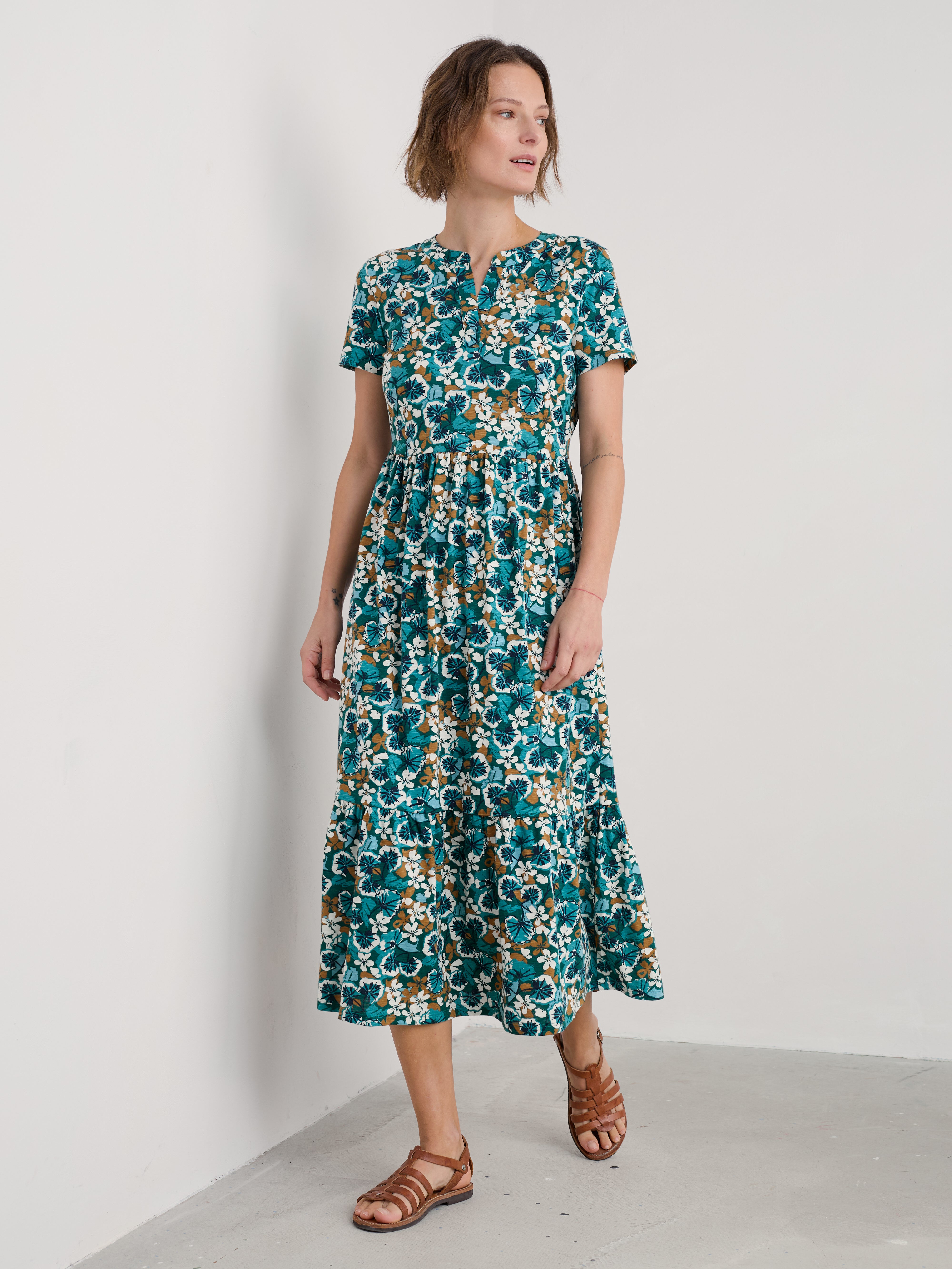 Seasalt Rainette Dress Spring Geraniums Pine Shoots