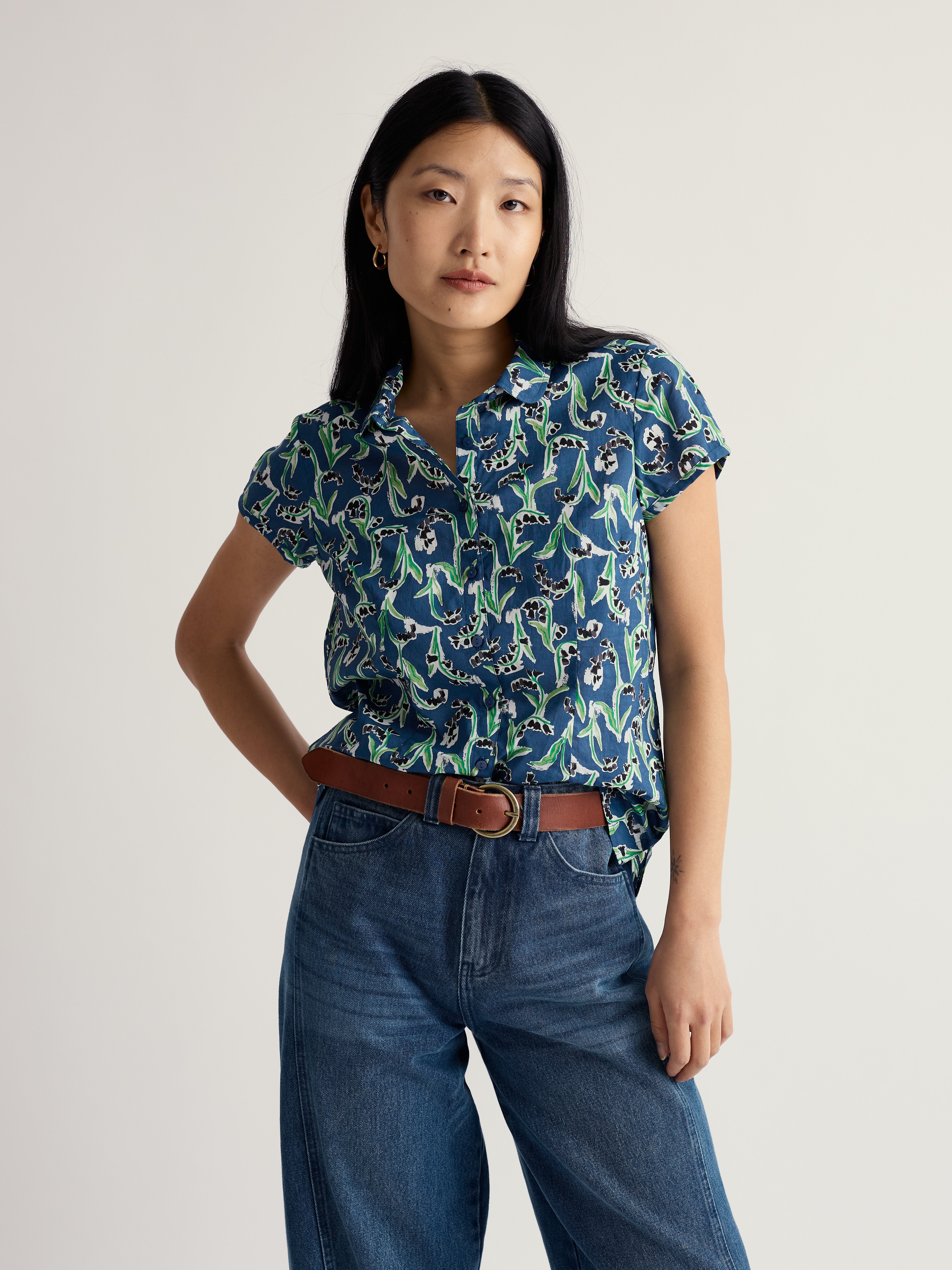 Seasalt Rushmaker Shirt Painty Bluebell Dark Voyage