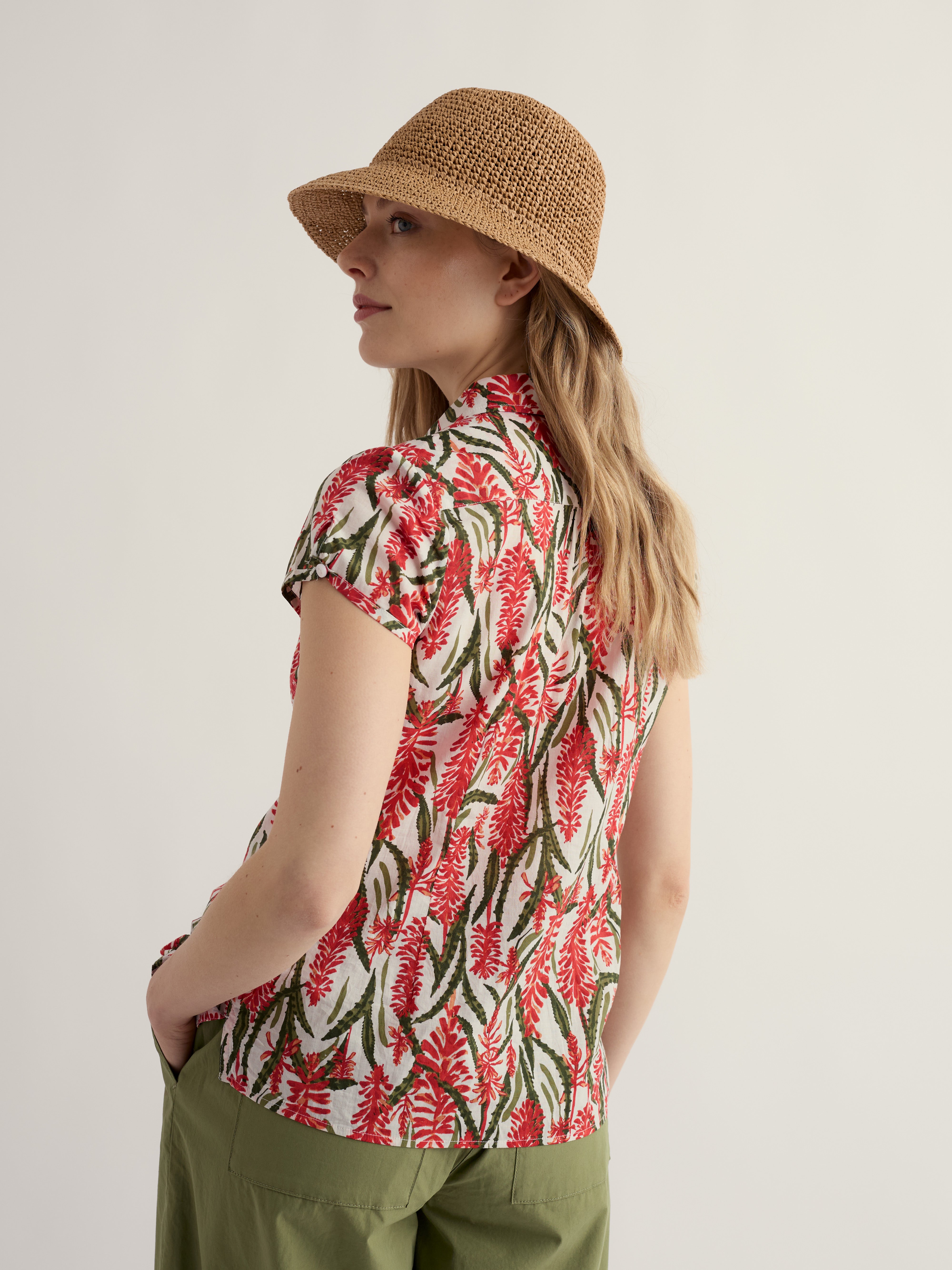 Seasalt Rushmaker Shirt Red Hot Poker Chalk